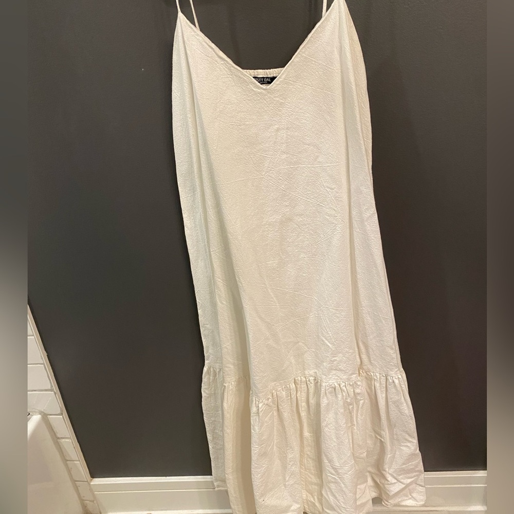 Nasty Gal Cream Linen Dress